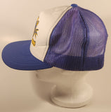 Vintage QCWA Quarter Century Wireless Association Blue and White Snapback Mesh Trucker Cap Hat