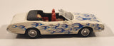 2004 New Ray 1979 Oldsmobile Cutlass 4-4-2 Convertible White with Blue Flames 1/43 Scale Die Cast Toy Car Vehicle
