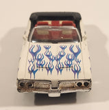 2004 New Ray 1979 Oldsmobile Cutlass 4-4-2 Convertible White with Blue Flames 1/43 Scale Die Cast Toy Car Vehicle
