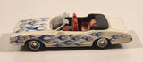2004 New Ray 1979 Oldsmobile Cutlass 4-4-2 Convertible White with Blue Flames 1/43 Scale Die Cast Toy Car Vehicle