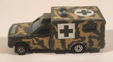 Majorette Sonic Flashers No. 255 Ambulance Military Army Camouflage Green 1/60 Scale Die Cast Toy Car Vehicle - Blue Lights