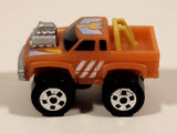 1987 Road Champs Datsun Dragster Pickup Truck Orange Micro Mini Die Cast Toy Car Vehicle