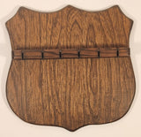 Vintage 6 Slot Souvenir Collector Spoon Crest Shaped Wooden Display Rack Wall Hanging