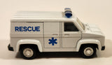Unknown Brand No. 8710 Rescue Ambulance Van White Pull Back 1:38 Scale Die Cast Toy Car Vehicle