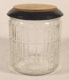 Vintage Grid Pattern Tobacco Humidor Glass Jar with Wooden Lid