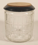 Vintage Grid Pattern Tobacco Humidor Glass Jar with Wooden Lid