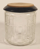 Vintage Grid Pattern Tobacco Humidor Glass Jar with Wooden Lid