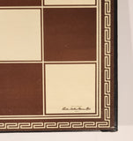 Vintage 1970s Parker Brothers Canada Grace Greek Key Brown and Beige Folding Chess Board