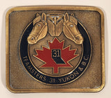Vintage Teamsters 31 Yukon & B.C. Enamel Brass Metal Belt Buckle