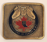 Vintage Teamsters 31 Yukon & B.C. Enamel Brass Metal Belt Buckle