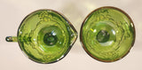 Vintage Indiana Carnival Glass Grapes Iridescent Green Creamer and Sugar Bowl Set with Tray