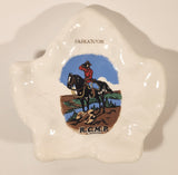 Vintage RCMP Royal Canadian Mounted Police Saskatoon Canada White Maple Leaf Design 5" x 5" Ceramic Ashtray