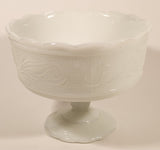 Antique E. O. Brody Co. M 6000 Cleveland Ohio U.S.A. Embossed White Milk Glass Pedestal Candy Dish