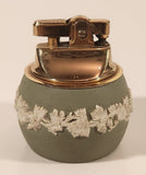 Vintage Wedgwood Jasperware Green With White Cameo 2 1/2" Tall Gas Table Lighter