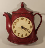Vintage 1967 Sexton 1501 Teapot Red 10 1/4" Cast Metal Wall Clock Made in USA