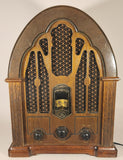 GE General Electric Cathedral Style Wood Cased 1932 AM FM Replica Radio Model 7-4100JA