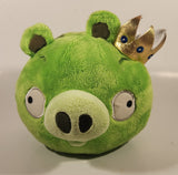 2010 Commonwealth Toy & Novelty Co. Angry Birds Green Pig with Gold Crown 9" Stuffed Plush Toy