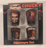 2004 Silver Buffalo Universal Studios Child's Play Chucky 1.5 Fl. Oz. Tall Shooter Shot Glass Set of 4 New in Box