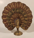 Peacock Red and Green Enamel Brass Metal Figurine