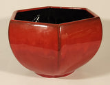 Rare Vintage Blue Mountain Pottery Red Drip Glaze Hexagon Shaped Planter