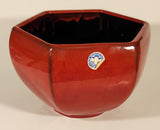 Rare Vintage Blue Mountain Pottery Red Drip Glaze Hexagon Shaped Planter