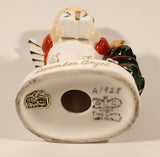 Vintage Gift Craft December Angel Holding Present Next To Christmas Tree Hand Painted 4 1/2" Fine China Figurine