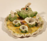 Bunny Rabbits In Cabbage Patch Themed Miniature Resin Tea Set