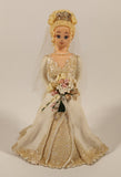 Kneaded Angels Carol Graziano Blonde Bride with Veil Holding Flowers in White Dress Polymer Clay Wedding Cake Topper