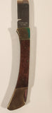 Brass and Wood Handled Folding Stainless Steel Pocket Knife with Brown Leather Sheath Holder Belt Clip