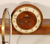 Vintage Weimar Wood Cased Mantle Clock with key Made in Germany