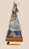Large 39" Custom Handmade Seagulls Nautical Ocean Seascape Leaded Slag Glass Pyramidal Lamp