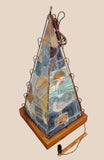 Large 39" Custom Handmade Seagulls Nautical Ocean Seascape Leaded Slag Glass Pyramidal Lamp