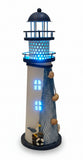 Rainbow Multicolored LED Light Up Lighthouse with Fishing Nets Hanging 11" Metal Ornament Lamp