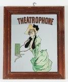 Antique 1890s Jules Chéret Theatrophone 10 1/2" x 12 1/2" Wood Frame Mirror