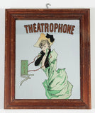 Antique 1890s Jules Chéret Theatrophone 10 1/2" x 12 1/2" Wood Frame Mirror