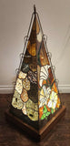 Large 39" Custom Handmade Seagulls Nautical Ocean Seascape Leaded Slag Glass Pyramidal Lamp