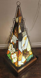 Large 39" Custom Handmade Seagulls Nautical Ocean Seascape Leaded Slag Glass Pyramidal Lamp