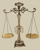 Vintage Crystal Glass Italian Marble Brass 18 1/4" Tall Scales of Justice Balance Scale