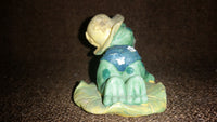 Small Frog in Bikini and Sun Hat Lounging Out on a Lilly Pad Decorative Ornament - Treasure Valley Antiques & Collectibles
