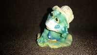 Small Frog in Bikini and Sun Hat Lounging Out on a Lilly Pad Decorative Ornament - Treasure Valley Antiques & Collectibles