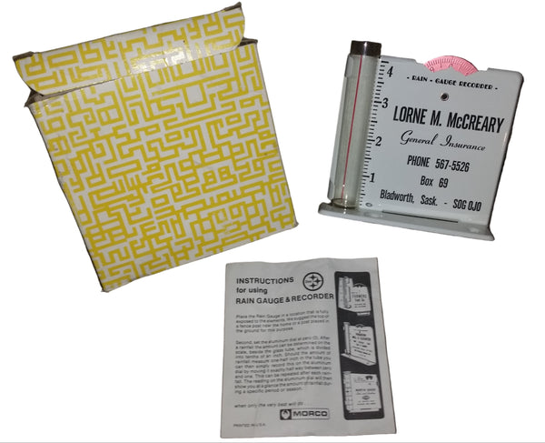 Vintage Morco Advertising Rain Gauge New In The Box Lorne M. McCreary General Insurance - Treasure Valley Antiques & Collectibles