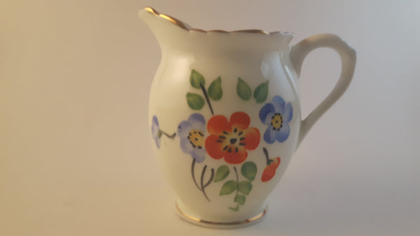 Antique 1930s Hand Painted Delphine Bone China Creamer Gold Trimmed with Floral Decor - Treasure Valley Antiques & Collectibles