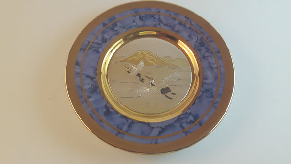 Vintage The Art of Chokin Black Plate 24K Gold Plate Birds Decor - Treasure Valley Antiques & Collectibles