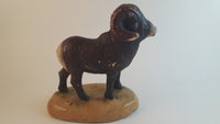 Vintage Ceramic Mounted Ram Figurine Hand Painted - Treasure Valley Antiques & Collectibles