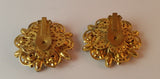 Vintage White Rhinestone Flower Gold Tone Clip On Earrings - Treasure Valley Antiques & Collectibles