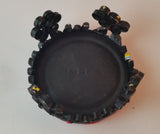 Vintage 1960s Miniature Doll House Rolled Tin Can Red Velvet Upholstered Footstool - Treasure Valley Antiques & Collectibles