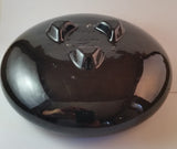 1970s Haeger Pottery Tri Footed Black Glazed Bulb Planter Bowl Mold 8443 USA - Treasure Valley Antiques & Collectibles
