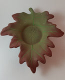 Retired Partylite Whispering Leaves Autumn Green Red Leaf Tealight Candle Holder - Treasure Valley Antiques & Collectibles