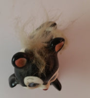 Vintage 1950s Furry Skunk Ceramic Figurine *Has Hair loss* - Treasure Valley Antiques & Collectibles