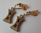 Vintage Ruby Red Rhinestone Gold Tone Clip On Earrings Not Signed - Treasure Valley Antiques & Collectibles